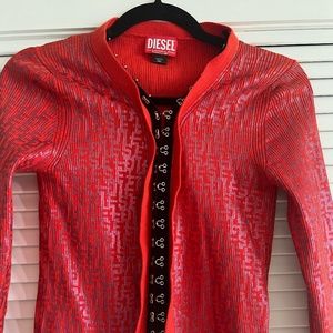 diesel corset monogram cardigan - red - small